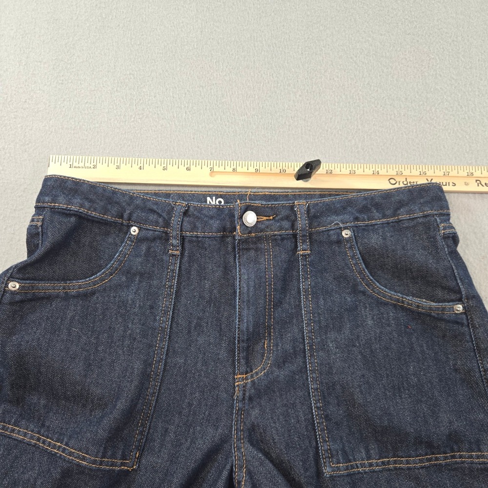 No Boundaries Cargo Jeans Women 12 Dark Wash Wide Leg Drawstring Utility Denim - Picture 9 of 10
